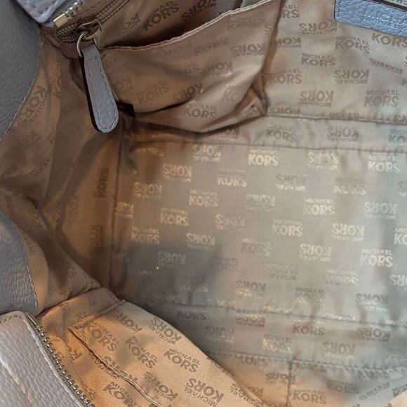 Michael Kors Hamilton Denim Pebbled Leather Convertible Satchel - Picture 13 of 16